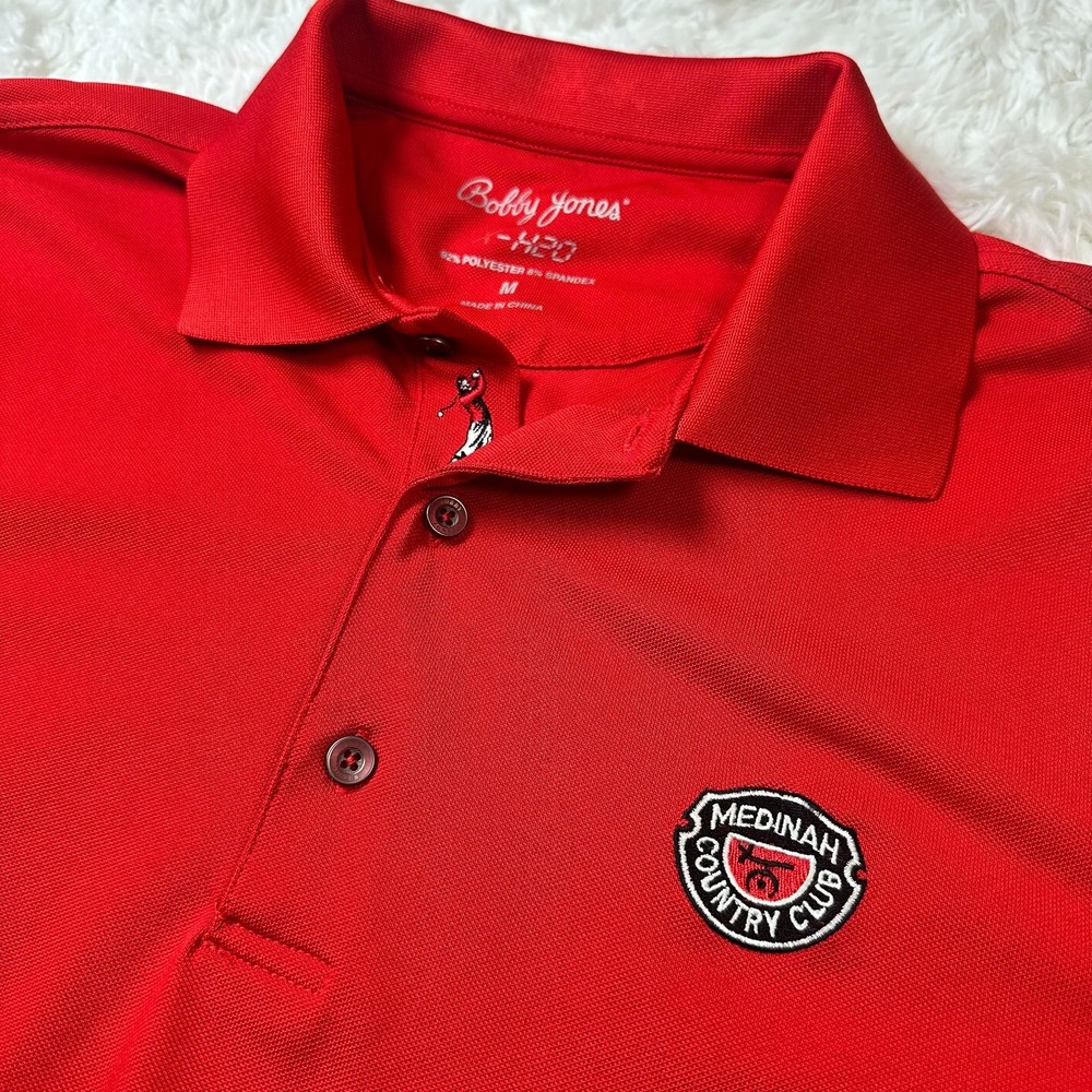 Bobby Jones XH2O Men's Medium Red Performance Golf Polo Shirt Medinah Country CC